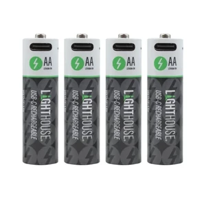 Lighthouse AA USB-C Rechargeable Li-ion Battery - 4 Pack