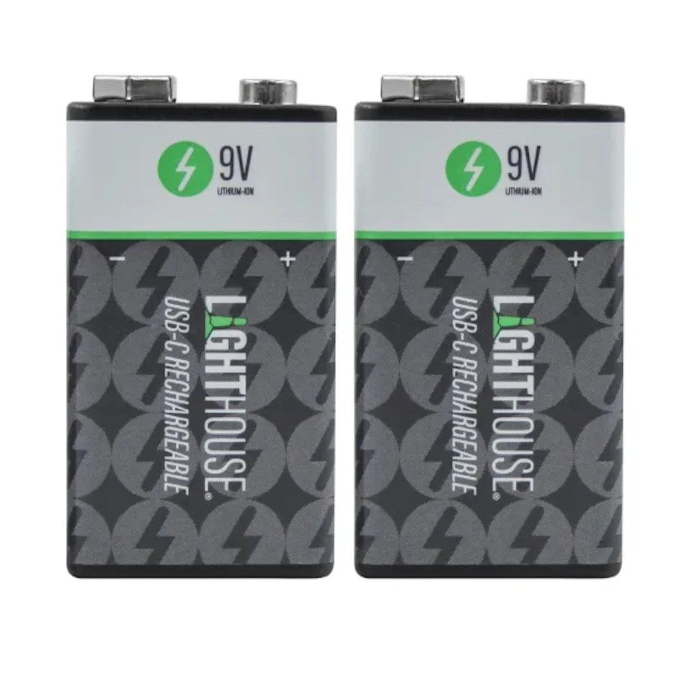 Lighthouse 9V USB-C Rechargeable Li-ion Battery - 2 Pack
