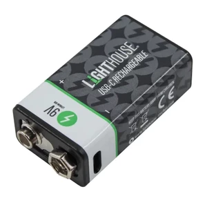 Lighthouse 9V USB-C Rechargeable Li-ion Battery - 2 Pack