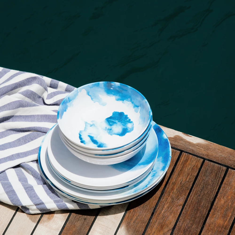 Deep Sea Non Slip Crockery Set - 12 Piece