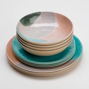 Flamefield Dunes Non Slip Crockery Set - 12 Piece 