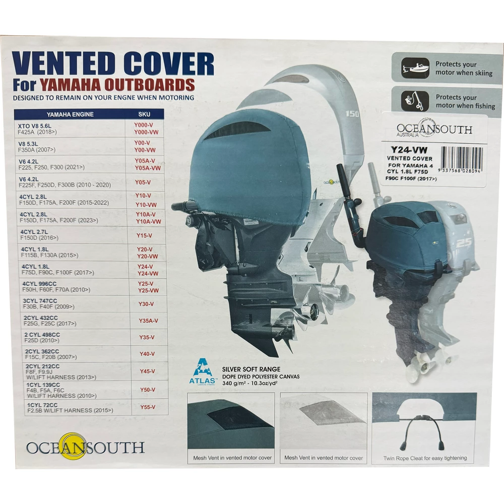 Fitted Outboard Motor Cover - Yamaha 4 Cylinder 1.8L F75D F90C F100F (2017>)
