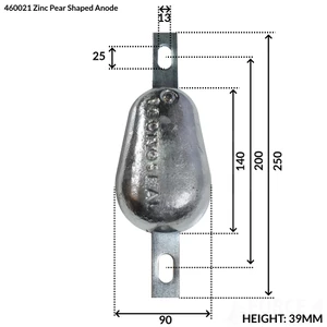 Tecnoseal Zinc Pear Shaped Hull Anode 