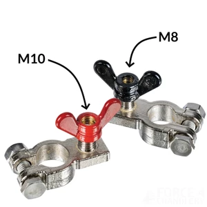 Force 4 Battery Terminals with M8 Stud & Wing Nuts (Pair) 