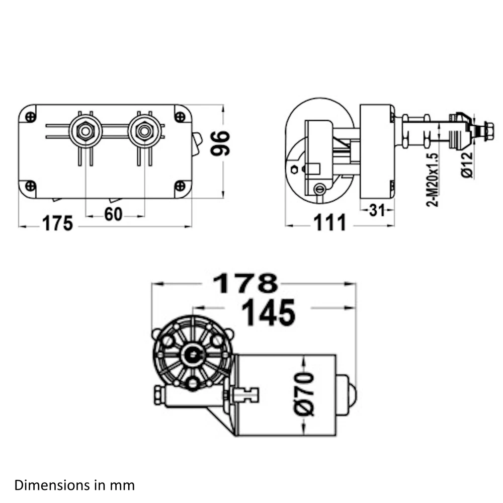 50W Wiper Blade/Arm Motor 12V