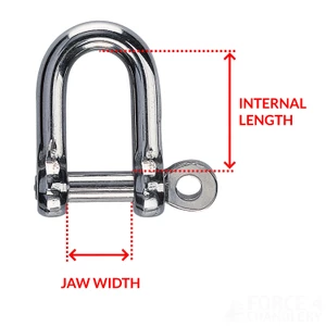 Force 4 Stainless Steel D Shackle - 1 Pack 