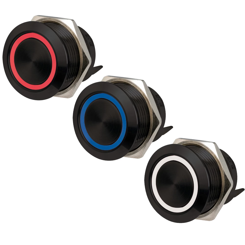 Flat Stainless Steel Black Switch