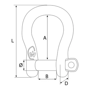 Wichard Stainless Steel Captive Pin Bow Shackle 