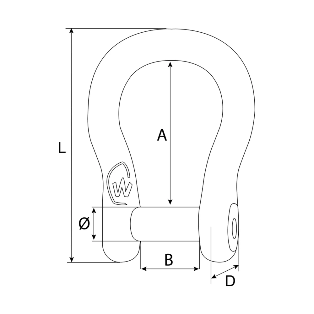 Stainless Steel Allen Key Pin Bow Shackle