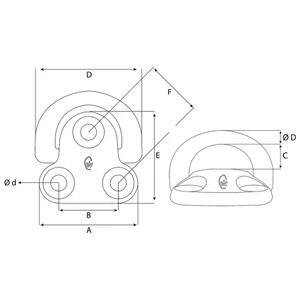 Wichard Stainless Steel Folding Pad Eyes 