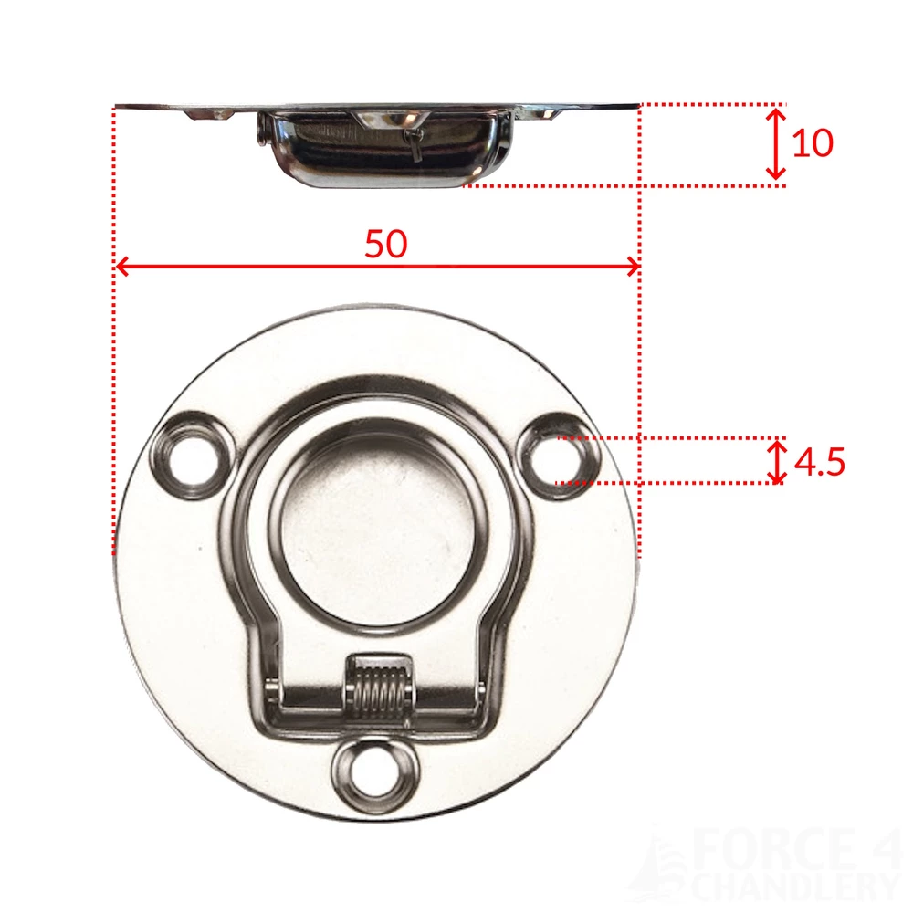 Stainless Steel Round Lift Ring - 50mm Spring Loaded