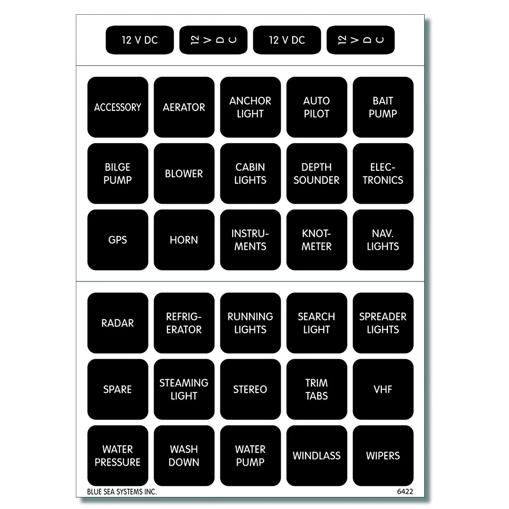 Blue Sea 30 Square Panel Labels