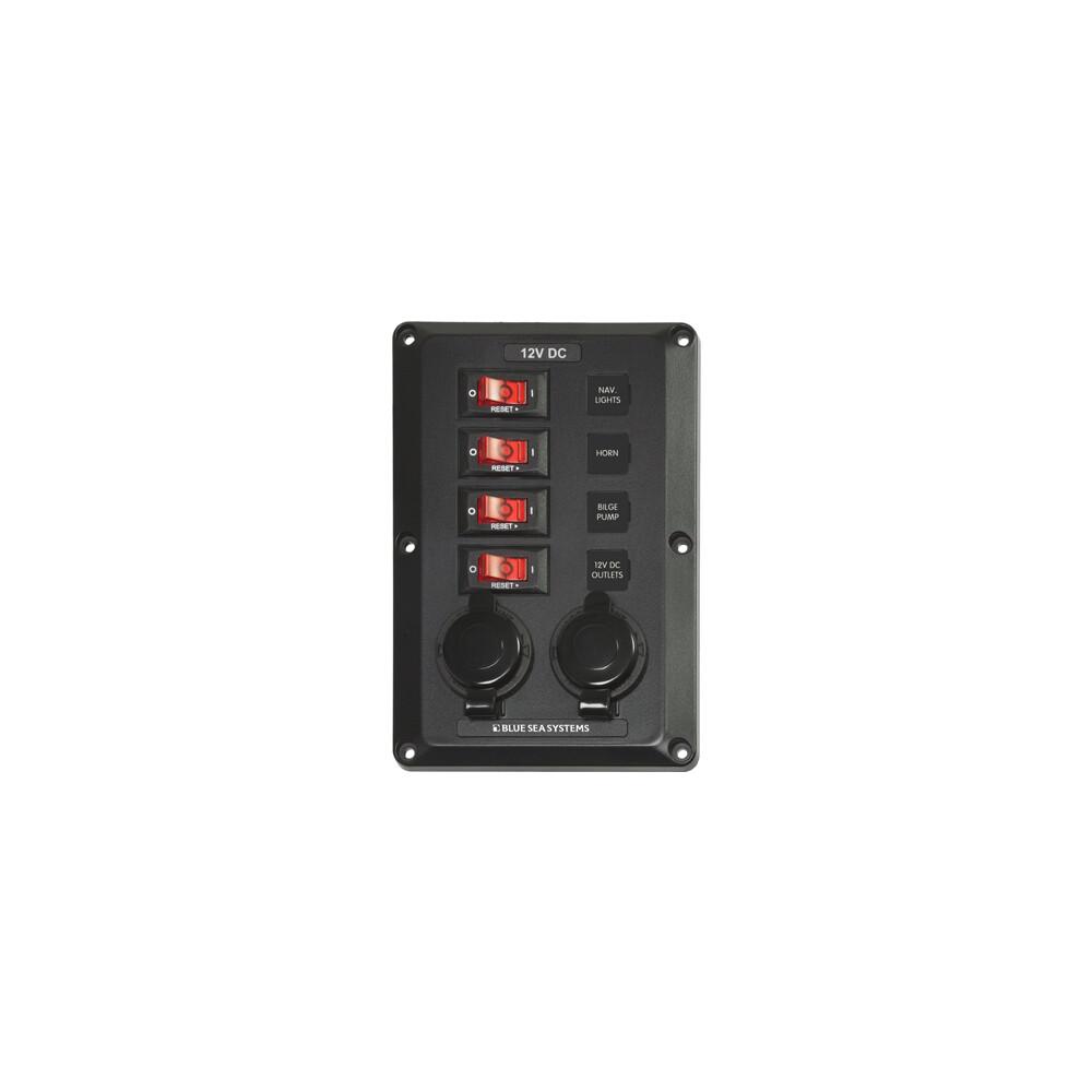 4 Switch Circuit Breaker Panel With 2 x 12v Sockets