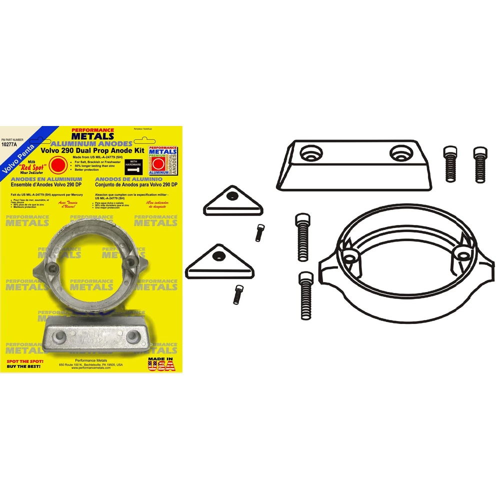 Performance Metals Engine Anode Kit w/Indicator Aluminium - Volvo 290DP 