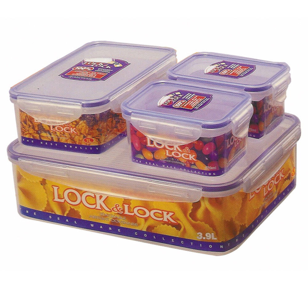 Airtight Container - 4 Piece Set - H8.5xW29xD23cm, H6.8xW20x