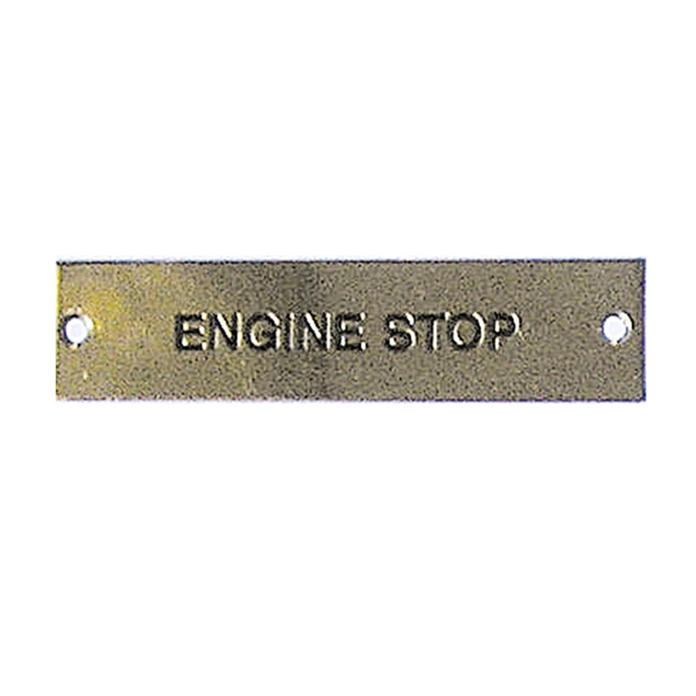 Brass Label - Engine Stop - 75 x 19mm