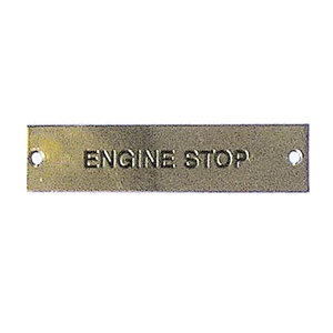 Force 4 Brass Label - Engine Stop - 75 x 19mm