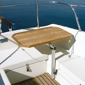 Lagun Cockpit Table Leg with Teak Style Tabletop 