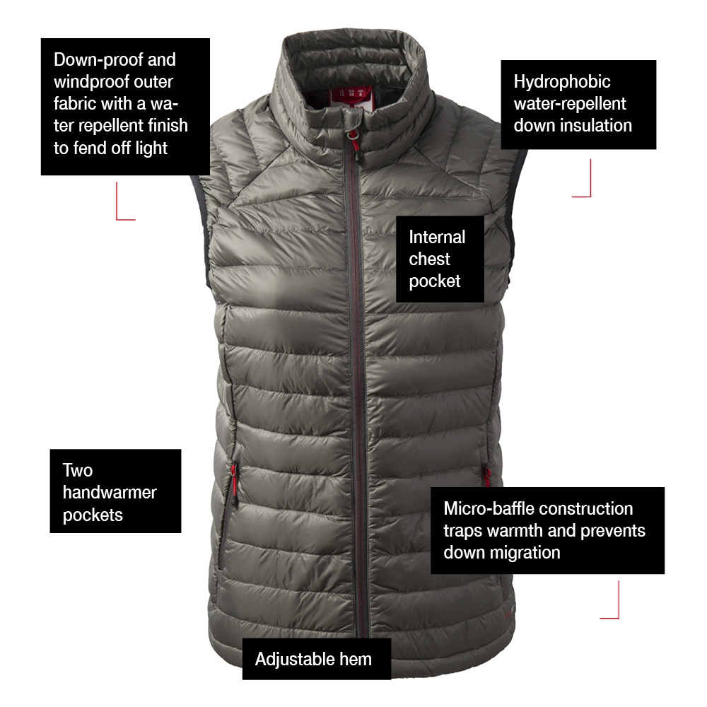 Women's Hydrophobe Down Gilet - Charcoal