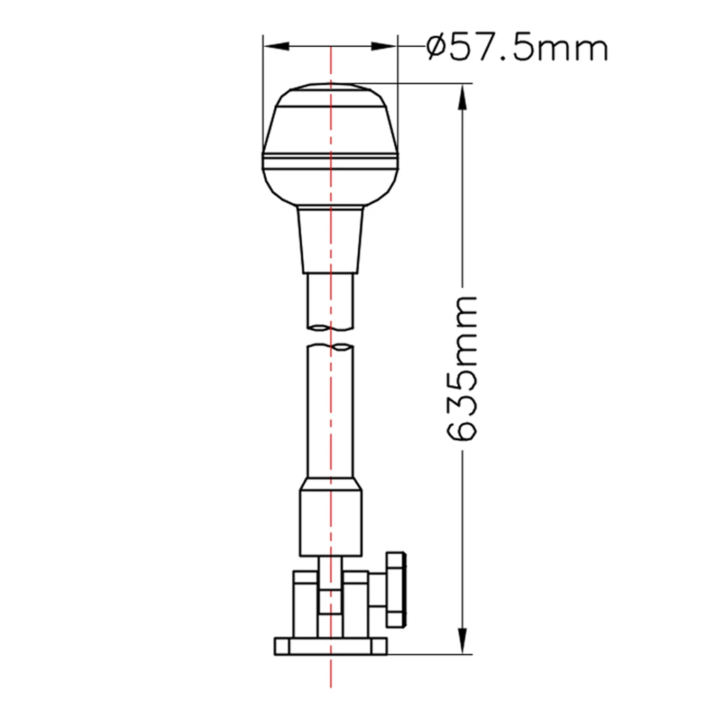 LED Folding 635mm Pole Light - All-Round White
