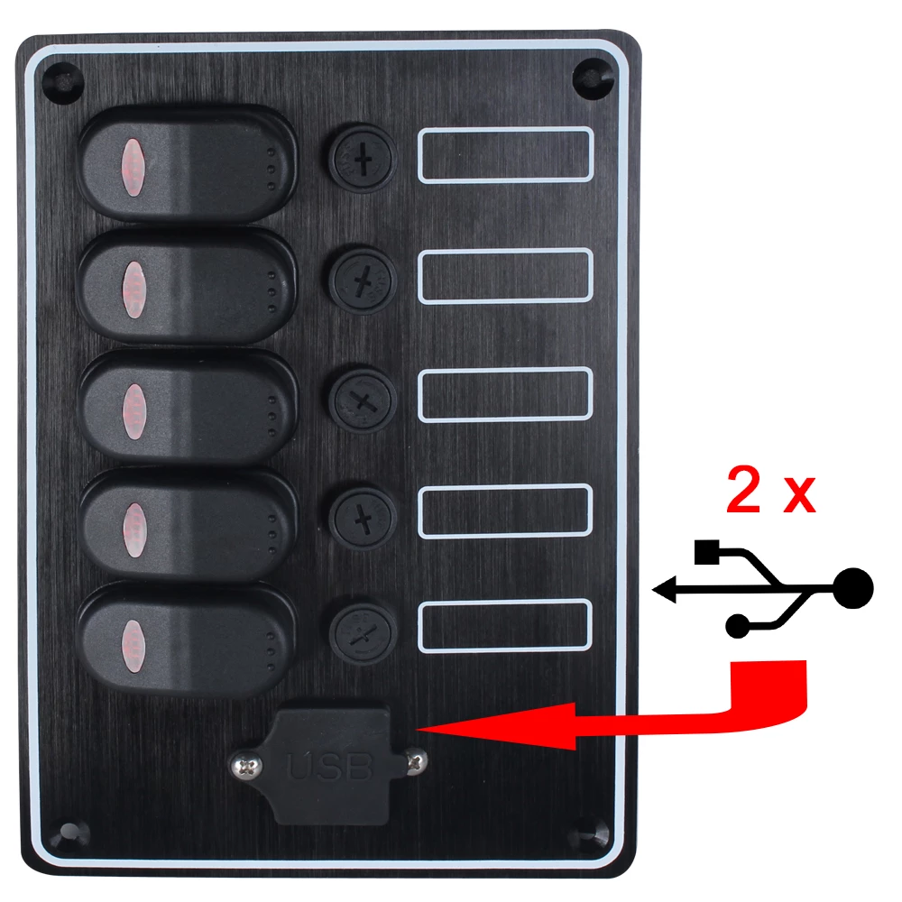 Force 4 5 Gang Waterproof Switch Panel with USB Socket 