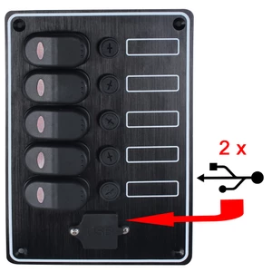Force 4 5 Gang Waterproof Switch Panel with USB Socket 
