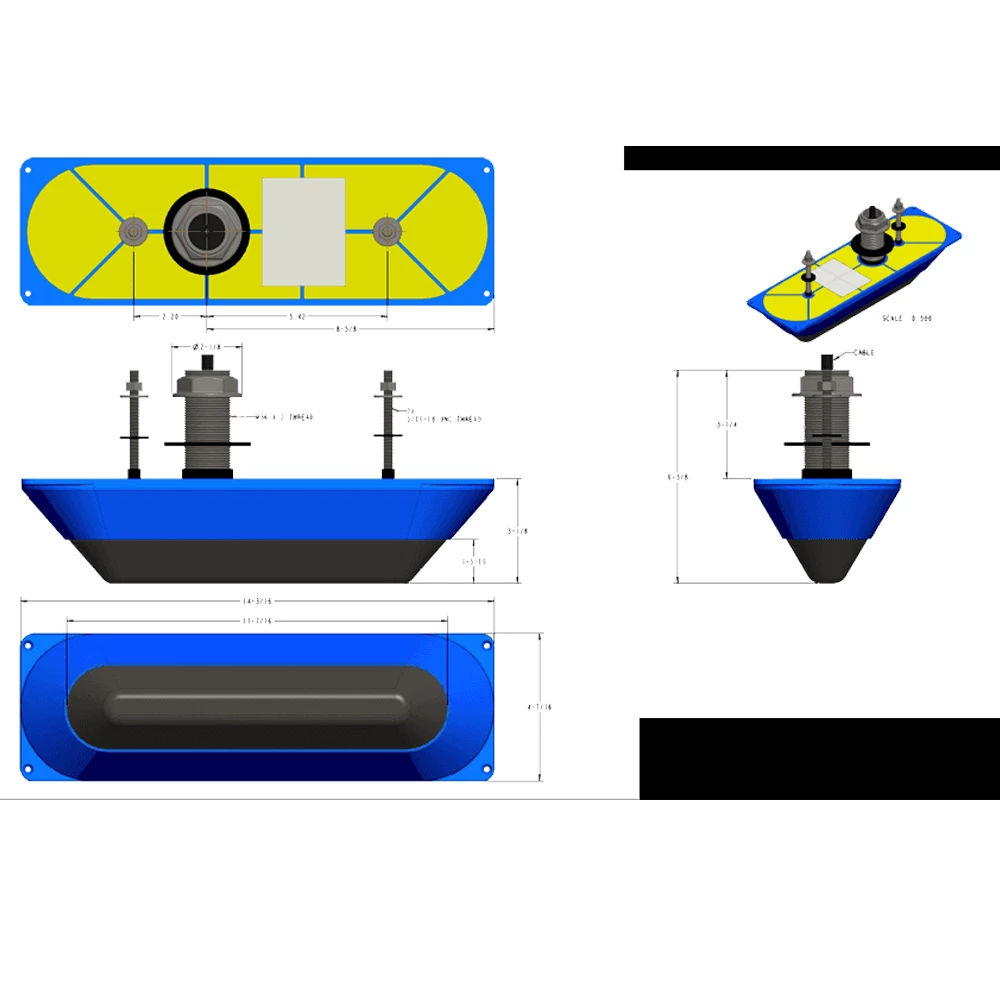 StructureScan 3D Transducer Stainless Steel Thru-Hull Single