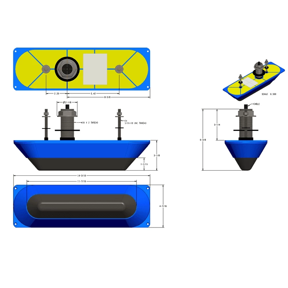 StructureScan 3D Stainless Steel Dual Thru-Hull Transducer