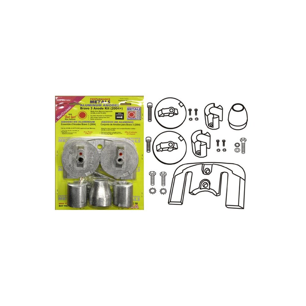 Engine Anode Kit w/Indicator Aluminium - Mercury Bravo 3 (2004+)