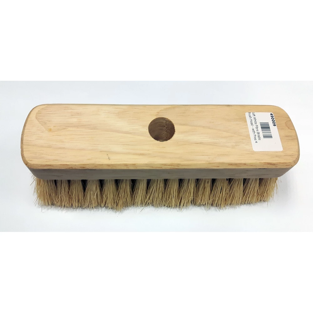 Soft White Fibre Bristle Brush Head - with Free 4 Foot Handl