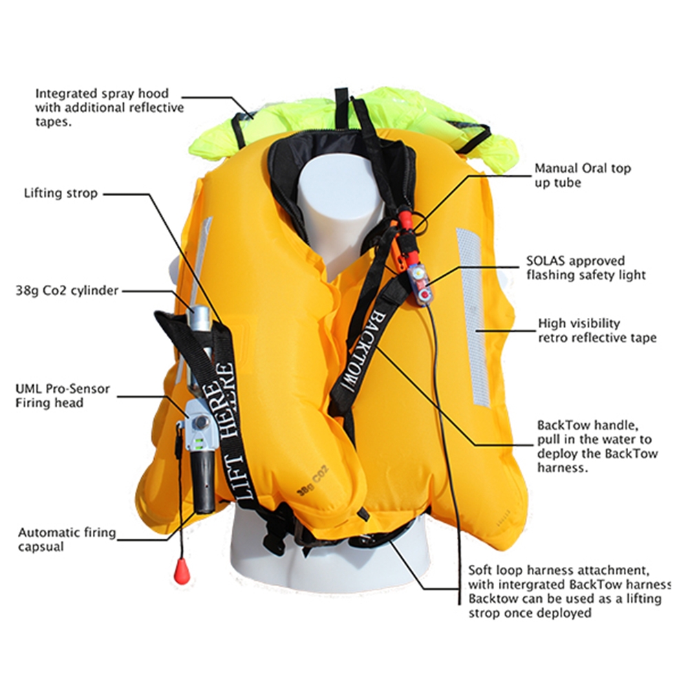 Offshore Backtow 170N Automatic Lifejacket Black