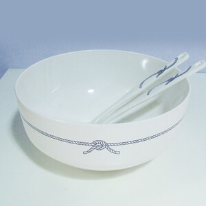 Blue Rope Melamine Salad Bowl & Serving Spoons