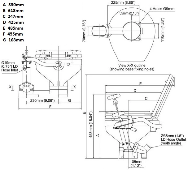 Manual Toilet - Compact Bowl