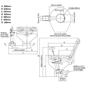 Jabsco Manual Toilet - Compact Bowl