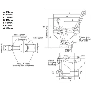 Jabsco Manual Toilet - Regular Bowl 