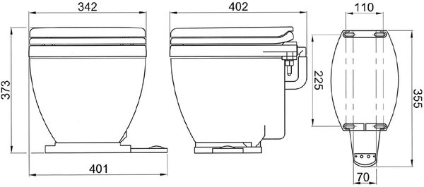Lite Flush Electric Toilet 12V with Foot Switch