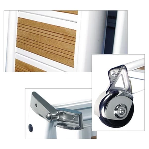 Force 4 White Alloy Folding Gangway with Iroko Inserts