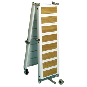 Force 4 White Alloy Folding Gangway with Iroko Inserts