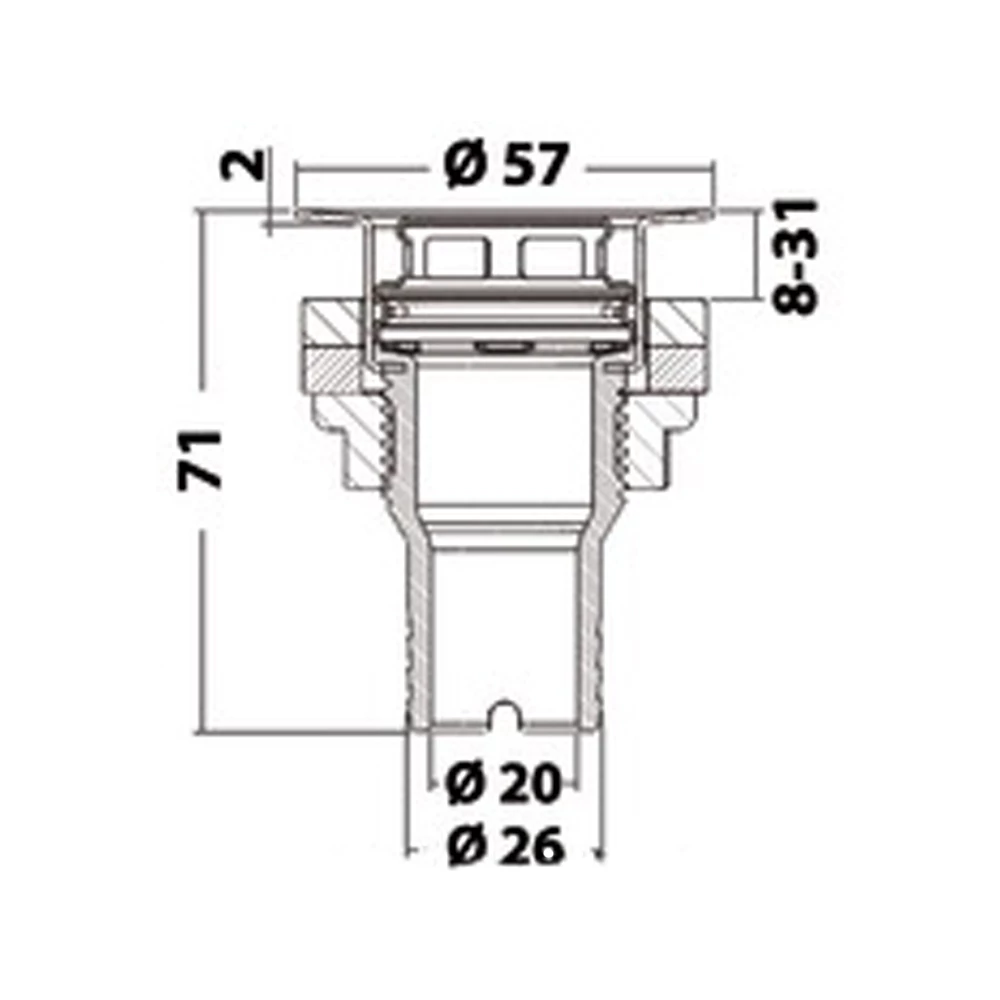Flush Cockpit Drain with Removable Strainer - Straight