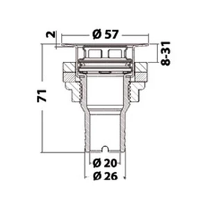 Osculati Flush Cockpit Drain with Removable Strainer - Straight