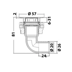 Osculati Flush Cockpit Drain with Removable Strainer - 90Deg 