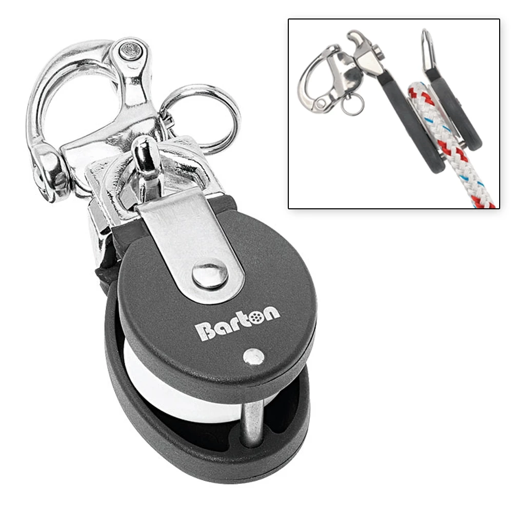 Barton 35mm P/B Small Snatch Block + Stainless Steel Snap Shackle 