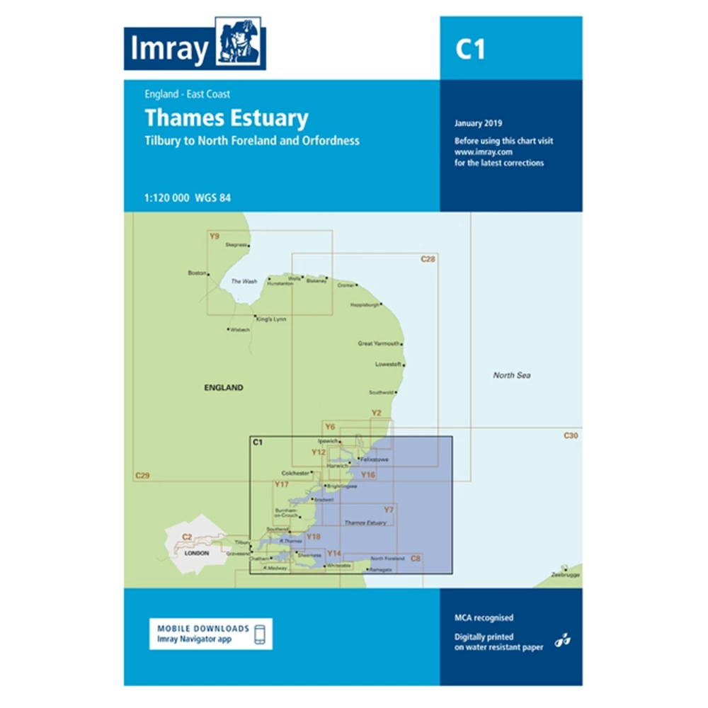Imray C1 Thames Estuary - Tilbury to North Foreland & Orfordness 