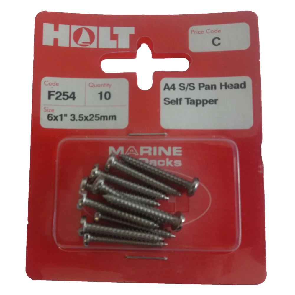 Marine Pre-Packs A4 Stainless Steel Panhead Self Tapper 