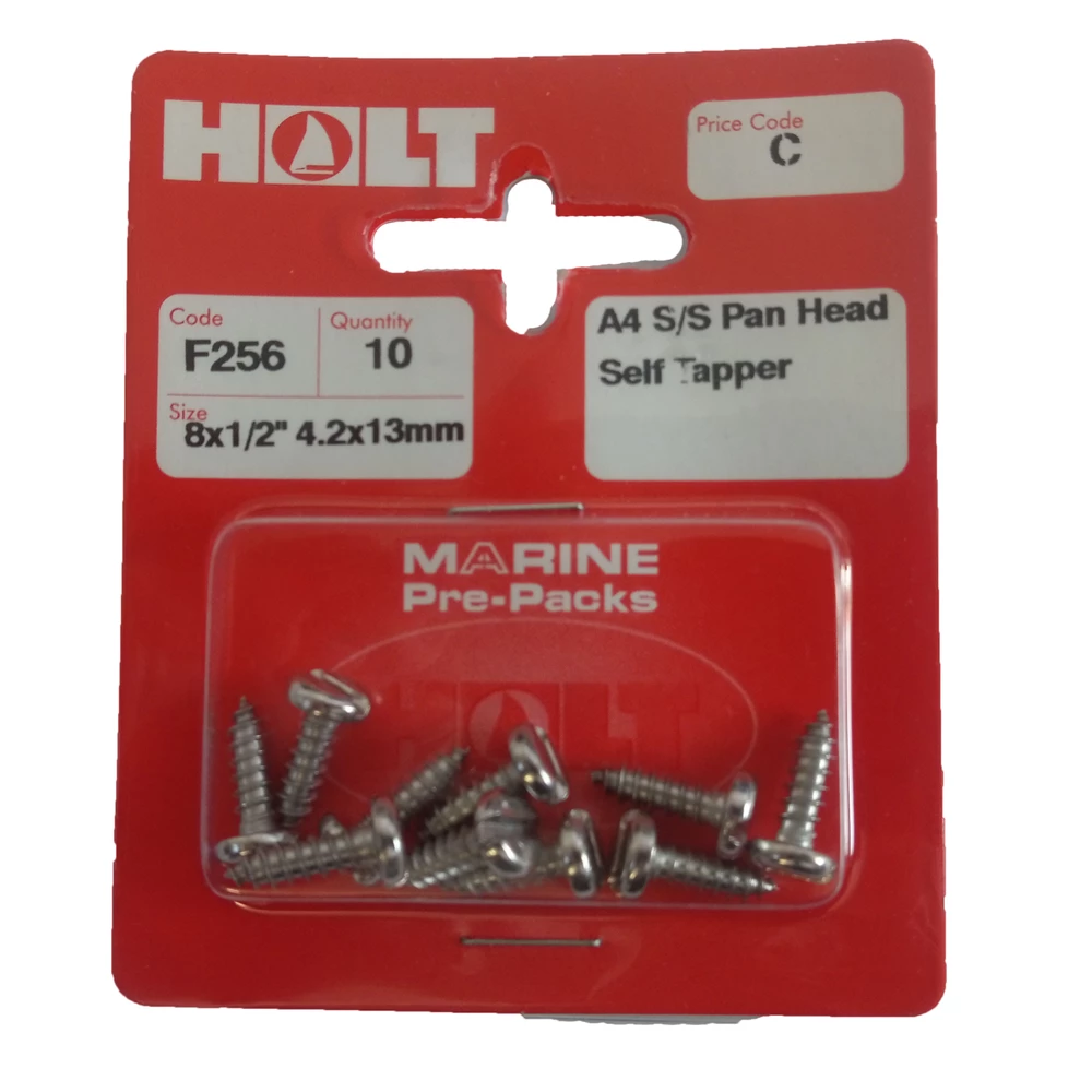 Marine Pre-Packs A4 Stainless Steel Panhead Self Tapper 