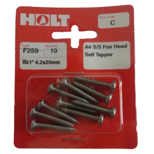 Marine Pre-Packs A4 Stainless Steel Panhead Self Tapper 