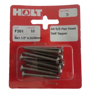 Marine Pre-Packs A4 Stainless Steel Panhead Self Tapper 