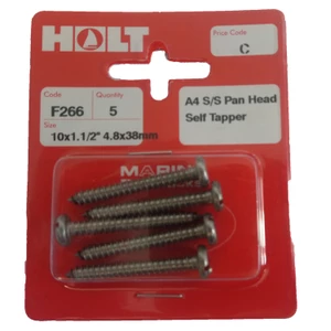 Marine Pre-Packs A4 Stainless Steel Panhead Self Tapper 