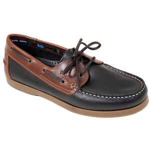 Deck Shoe - leather in Navy/Brown