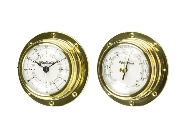 Nauticalia Brass Rivet Style Clock or Barometer